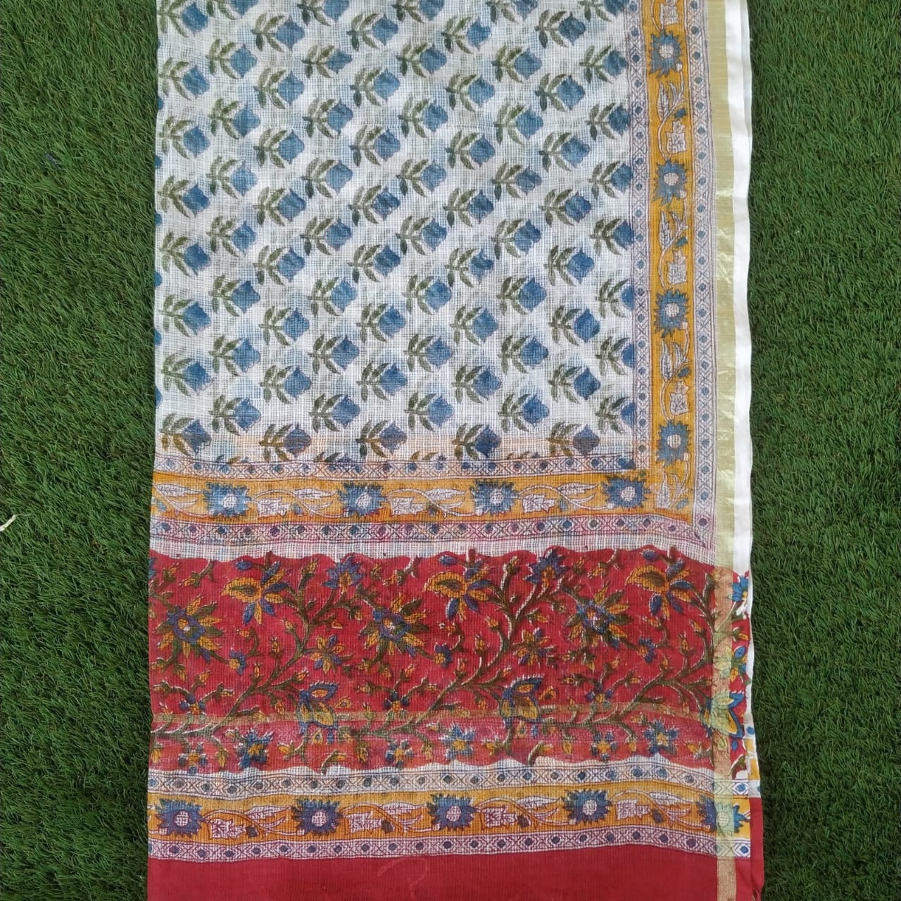 Shop Unstitched Pure Cotton Suits with Kota Doria Dupatta (3CKD270)