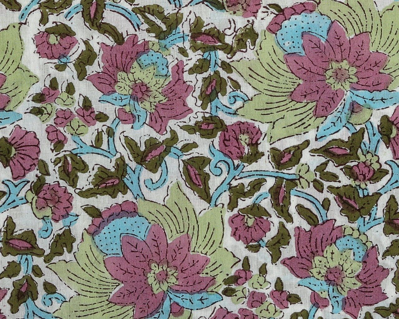 Shop Block Print Pure Cotton Suit Material with Kota Doria Dupatta (3CKD311)