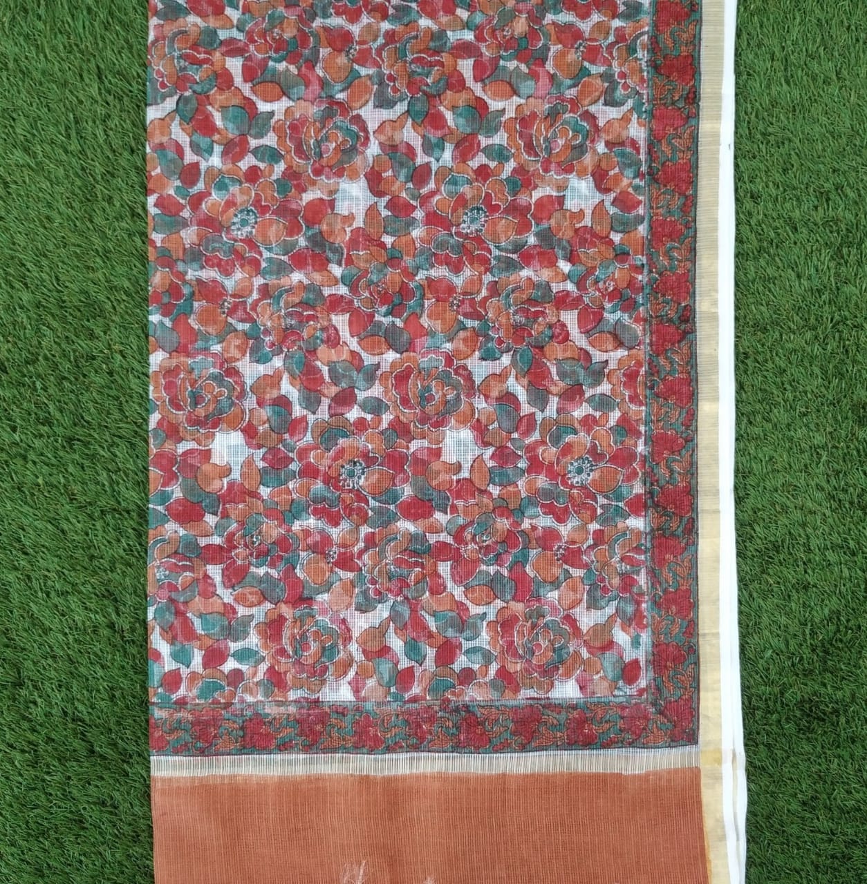 Shop Unstitched Hand Block Print Pure Cotton Suit Material with Kota Doria Dupatta (3CKD339)