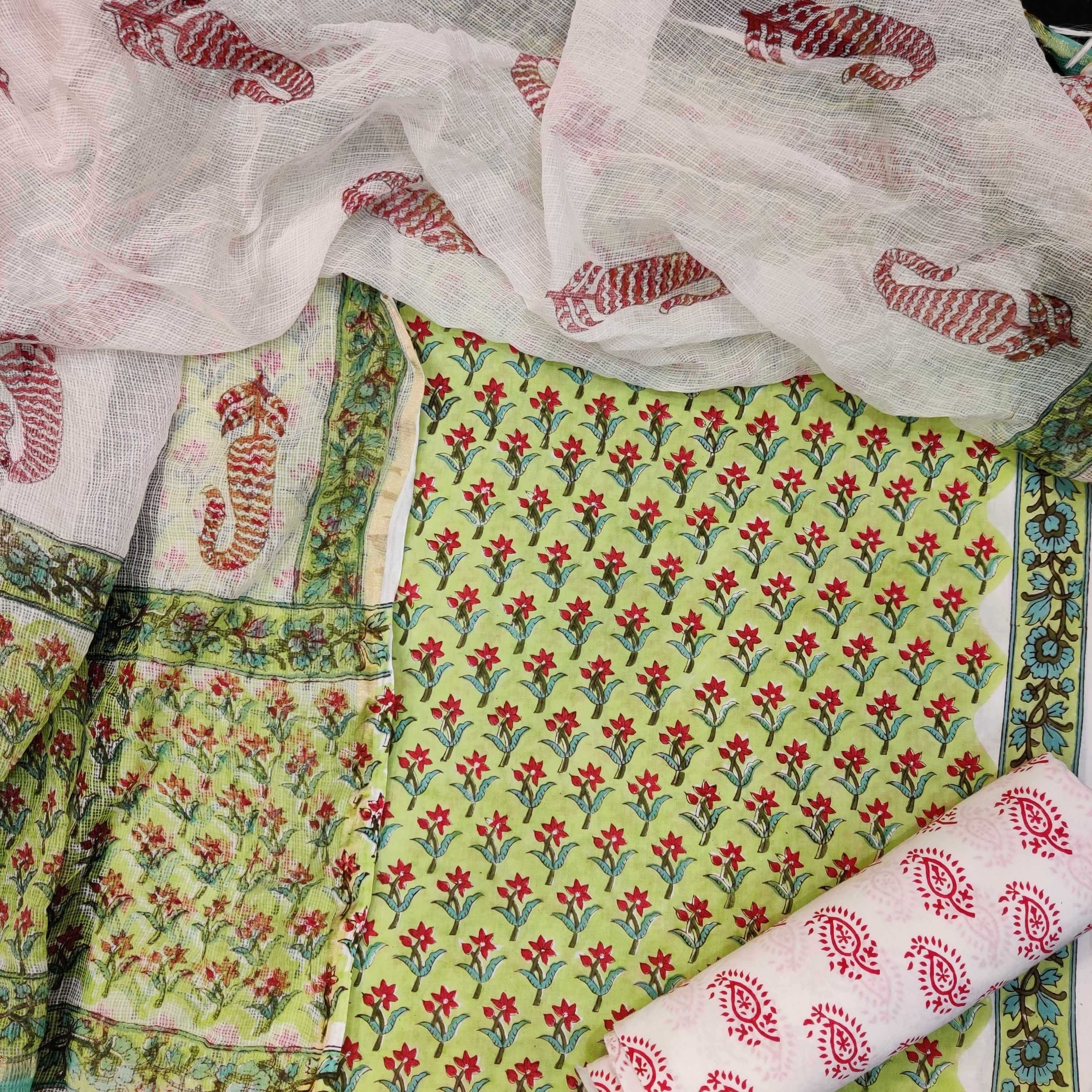 Shalvi Fashion's Classic Kota Doria Dupatta Cotton suit sets (3CKD39) - ShalviFashion