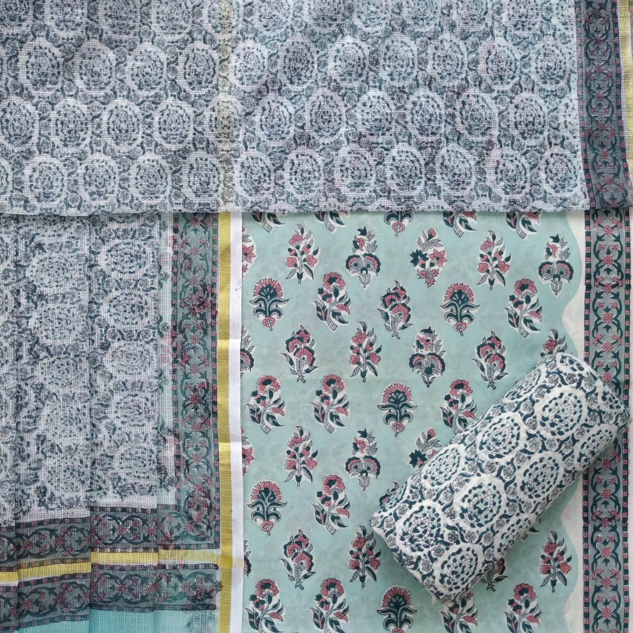 shop cotton suit with kota doria dupatta online