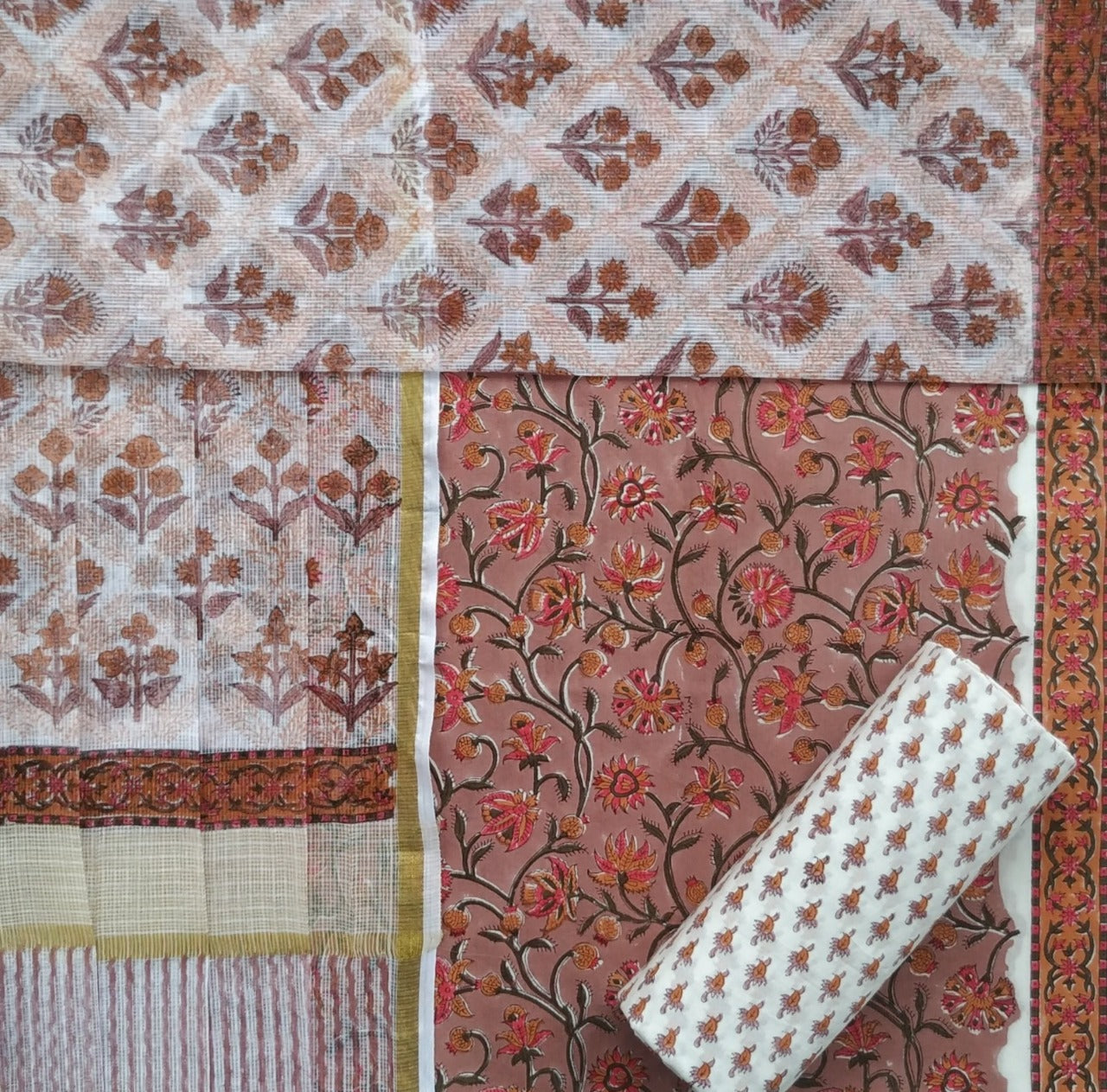 shop cotton suit with kota doria dupatta