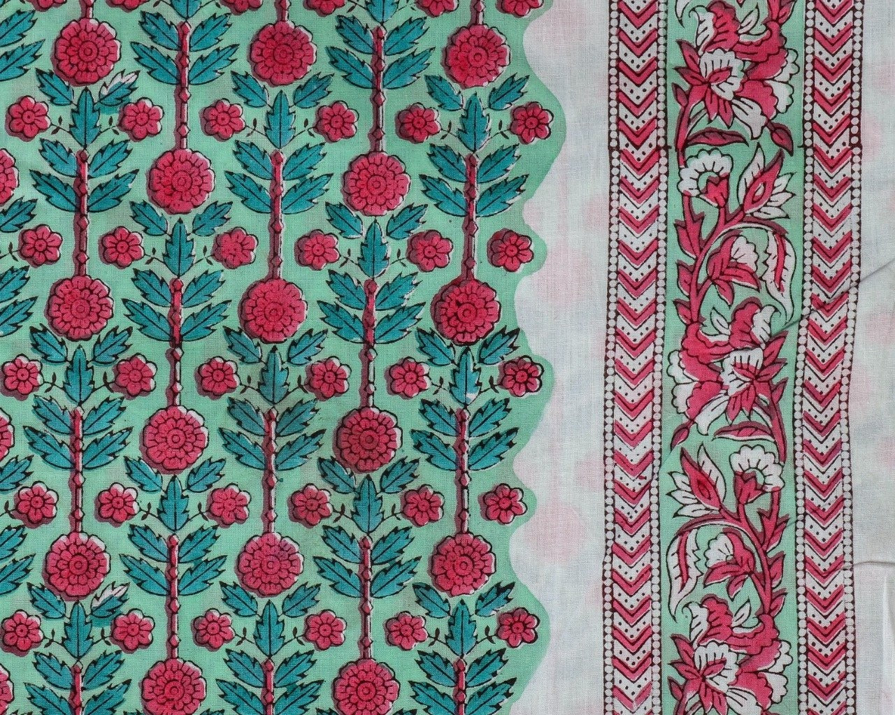 shop block print cotton suit with kota doria dupatta (3CKD498)