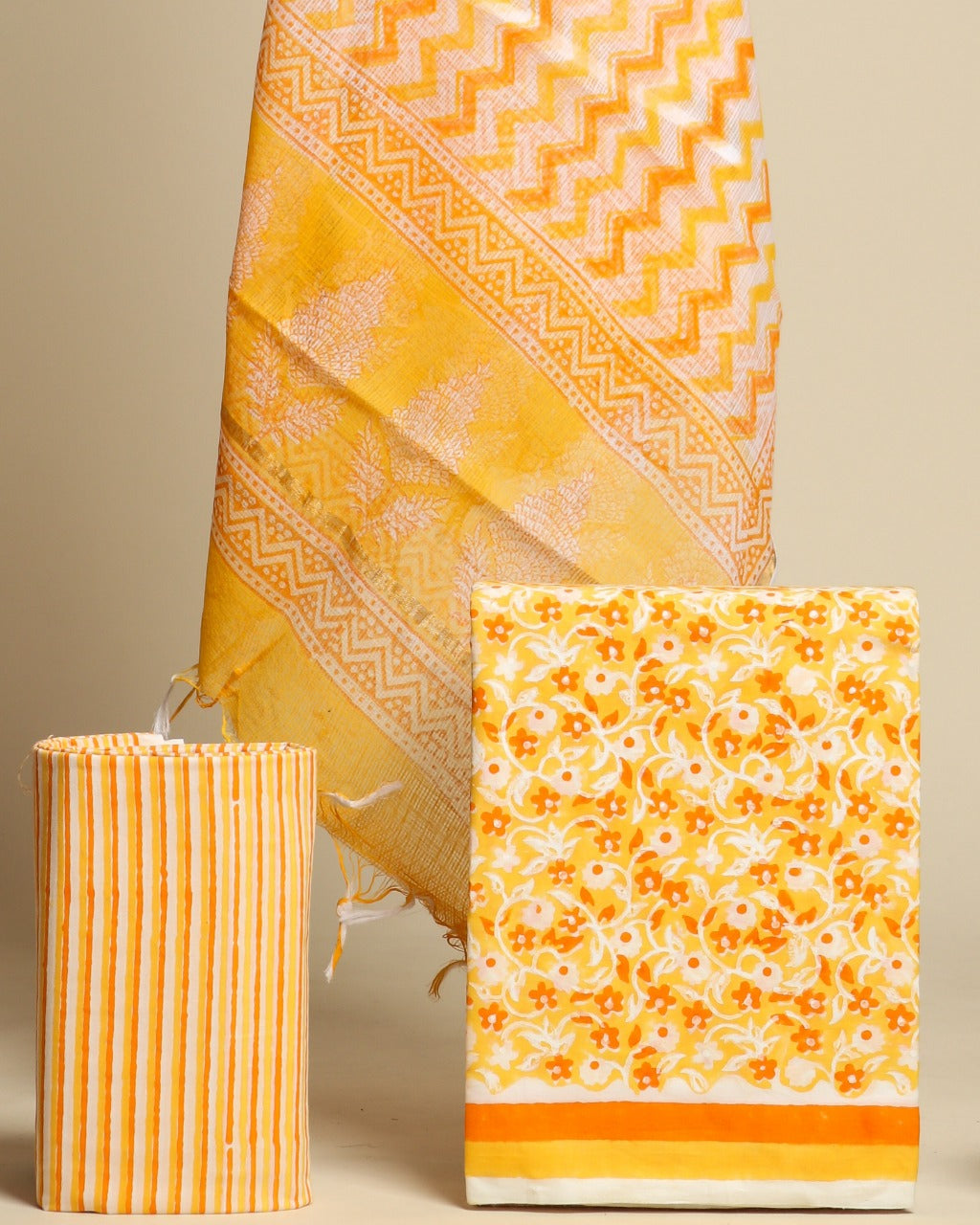 Shop unstitched kota doria dupatta cotton suit sets online (3CKD520)