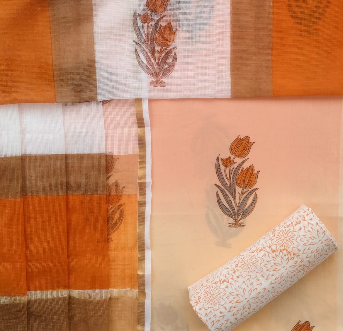 Shop unstitched cotton suit sets with kota dioria dupatta (3CKD525)