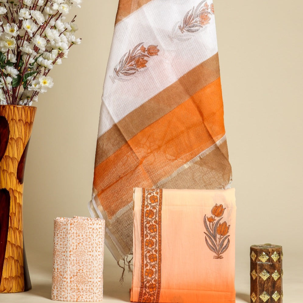 Shop unstitched cotton suit sets with kota dioria dupatta (3CKD525)