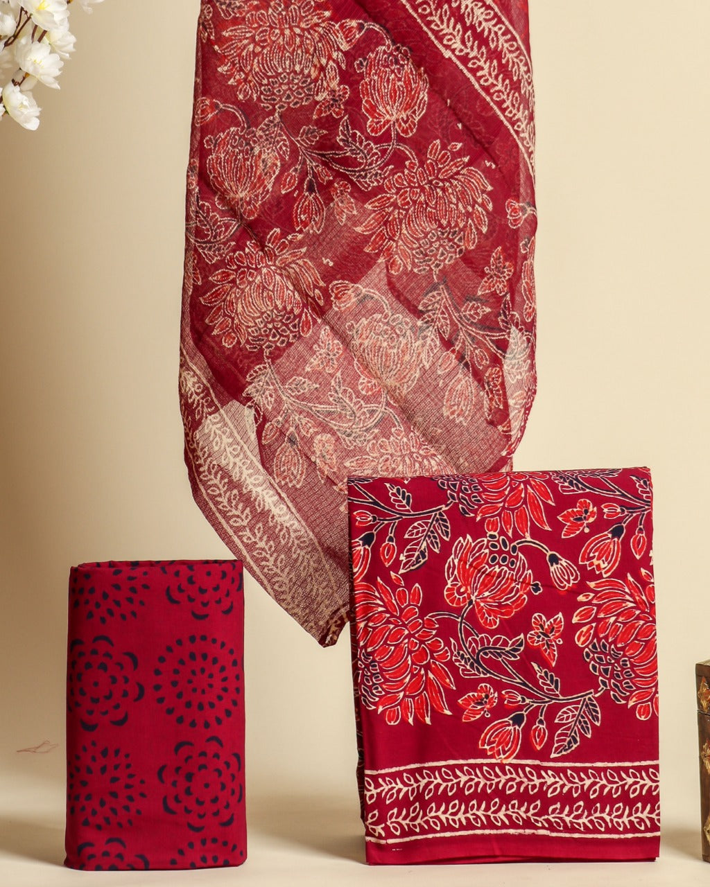 Shop cotton suit sets with kota doria dupatta online shopping (3CKD536)