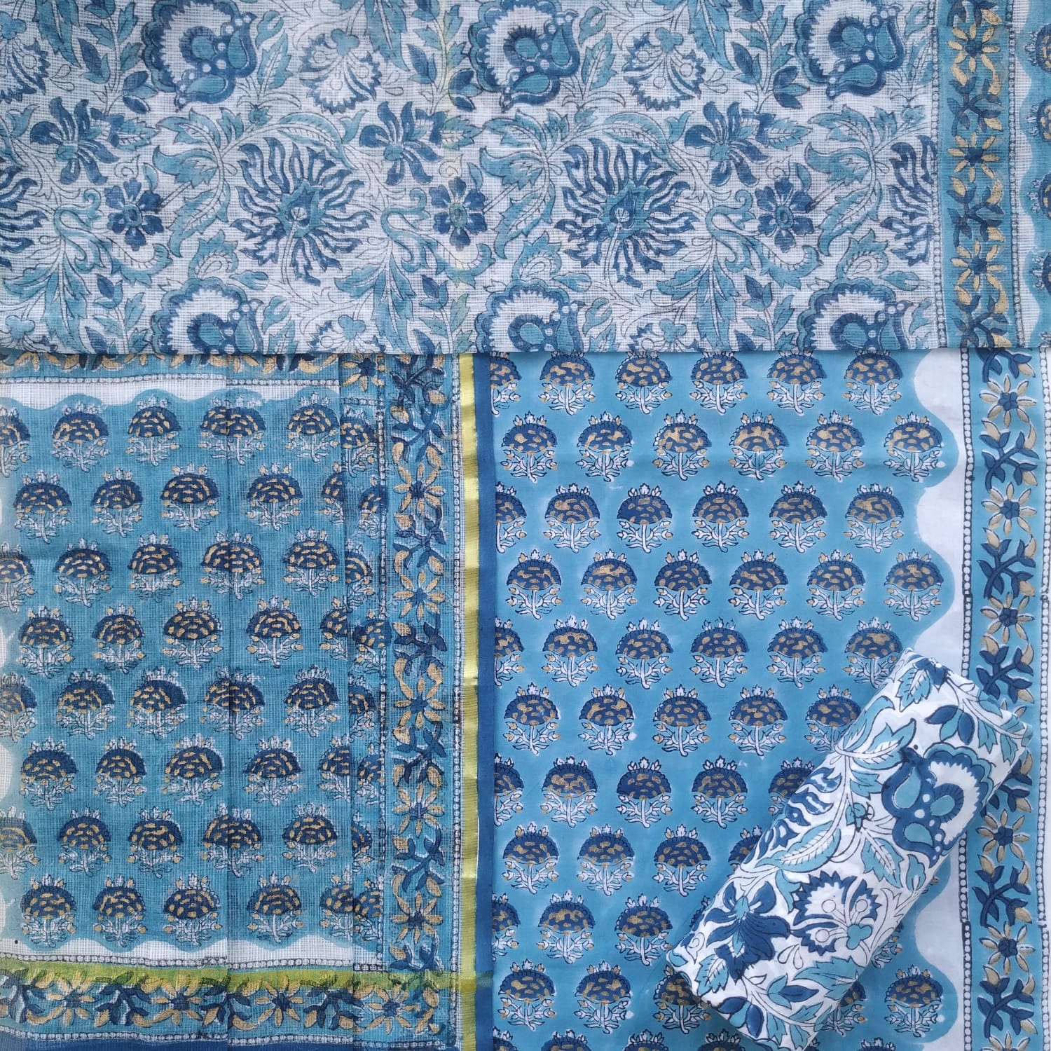 Shop kota doria dupatta cotton suit sets (3CKD542)