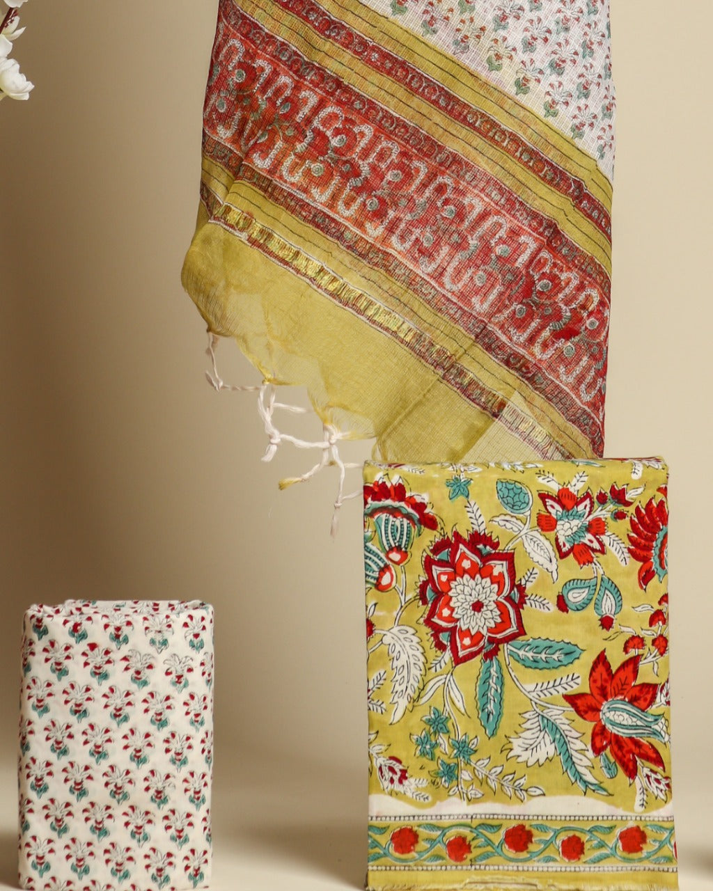 Shop cotton suit sets with kota doria dupatta (3CKD554)
