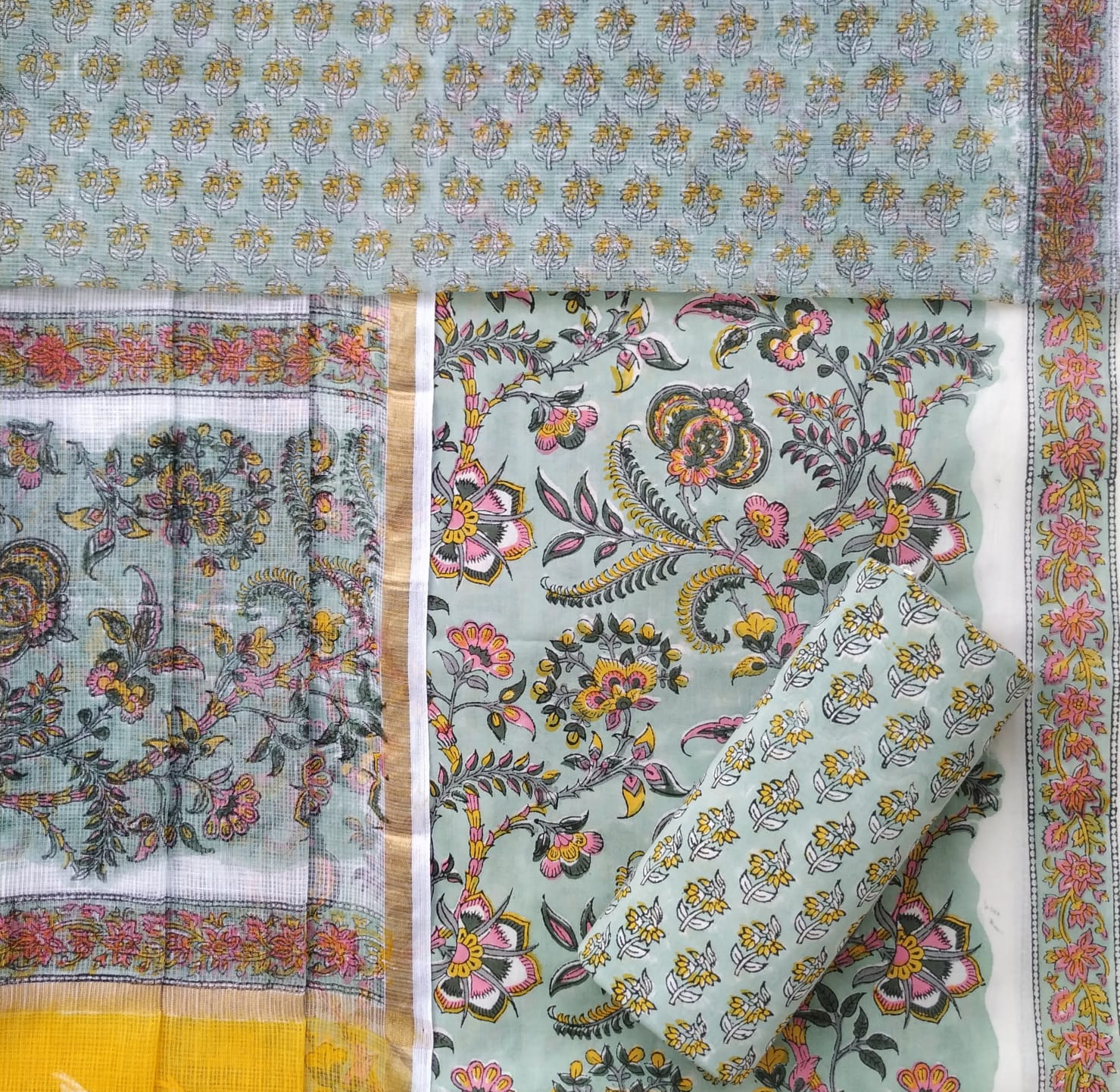 Shop hand block print cotton suits online shopping (3CKD562)