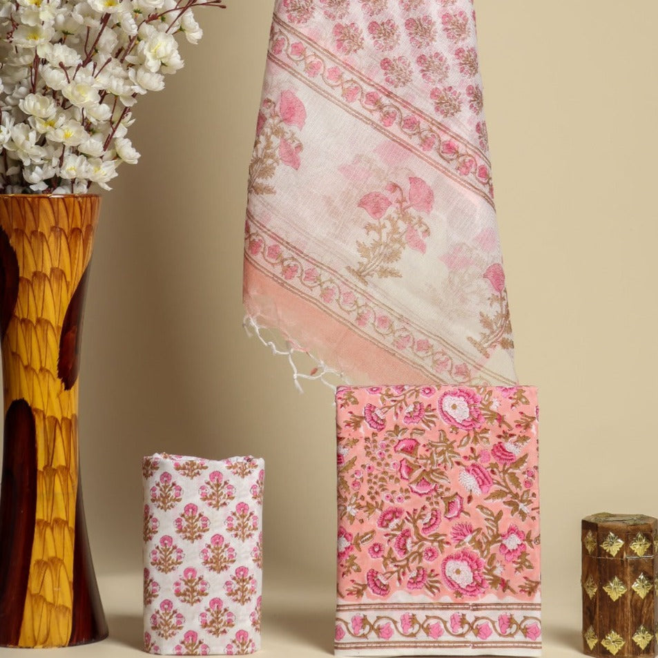 Shop cotton suit material with kota doria dupatta (3CKD564)