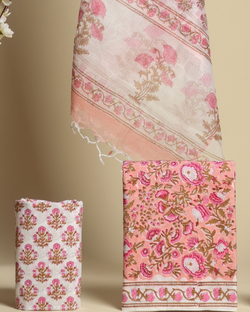 Shop cotton suit material with kota doria dupatta (3CKD564)