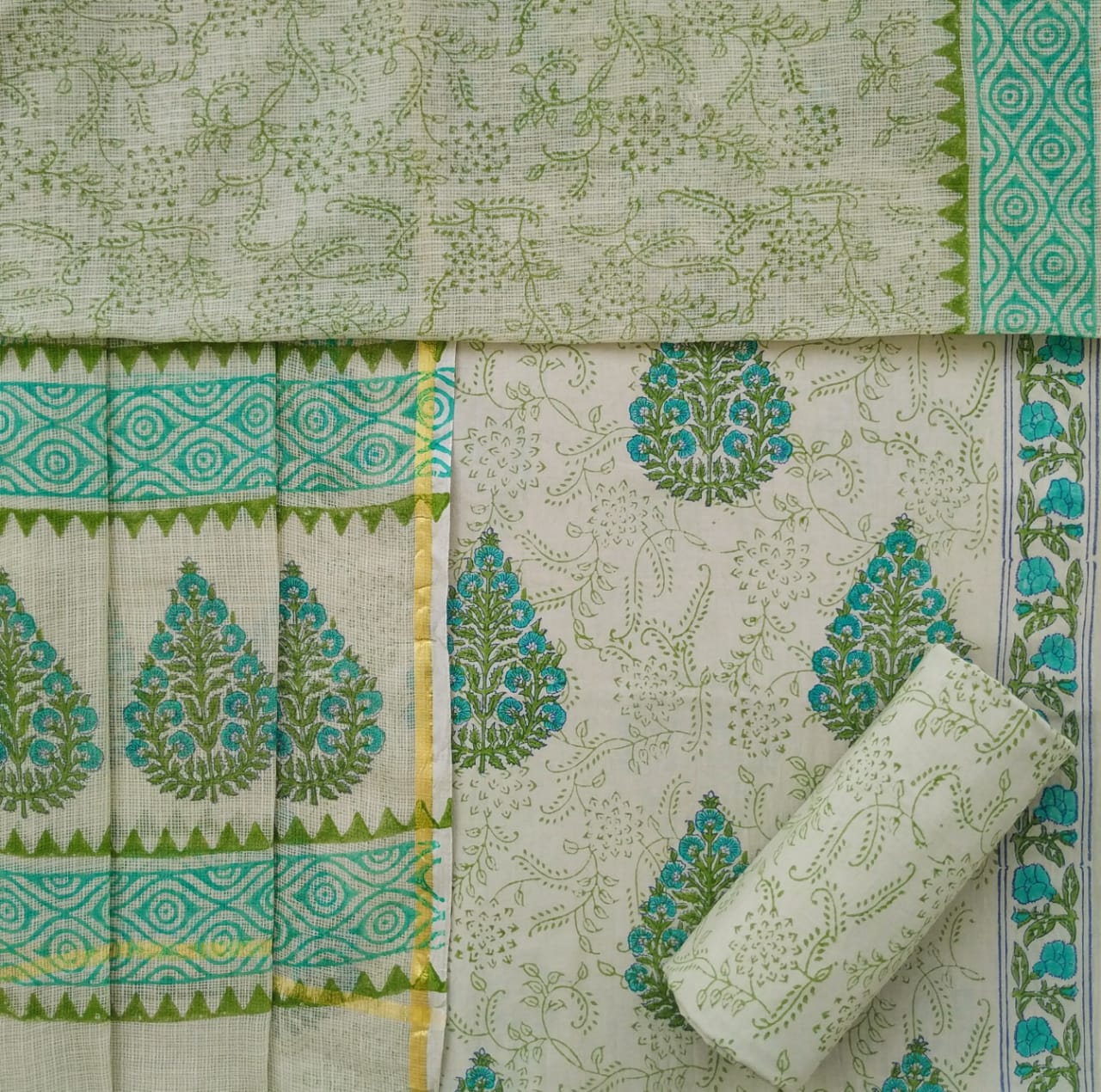 Shop cotton suits with kota doria dupatta (3CKD573)