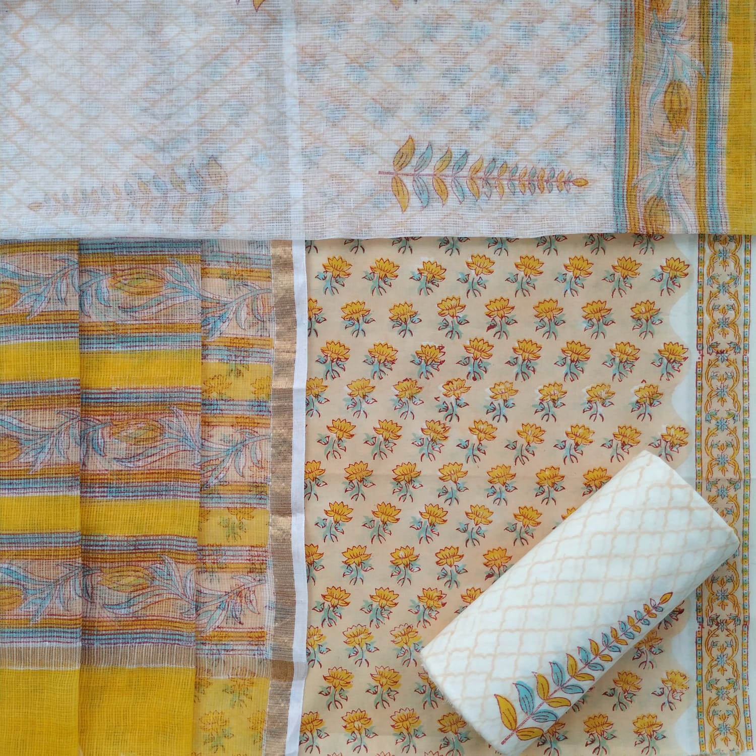 Shop cotton suit sets with doria dupatta (3CKD581)