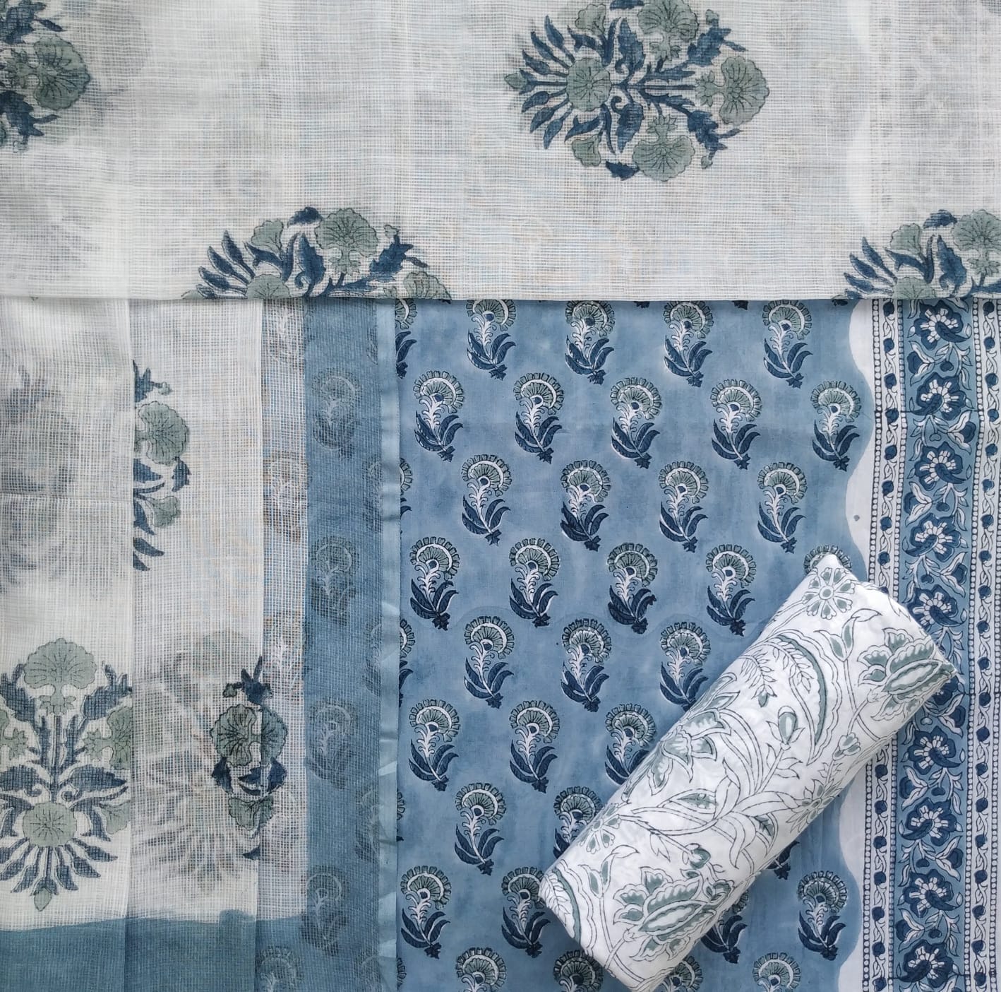 Shop unstitched kota dupatta cotton suit sets online (3CKD590)