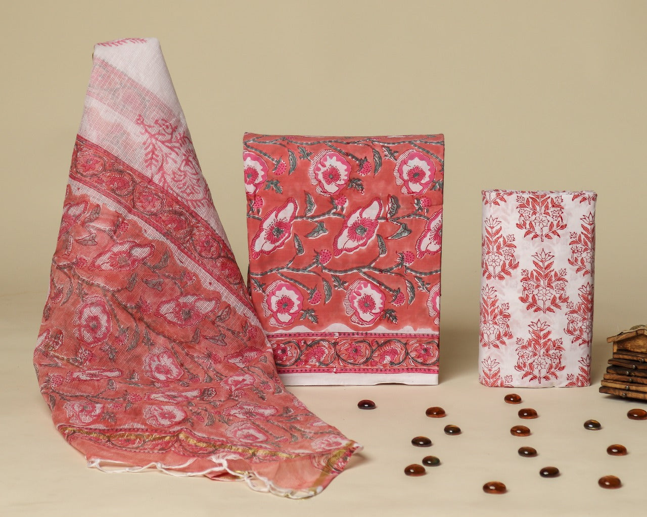 Shop kota doria dupatta cotton suit sets online (3CKD612)