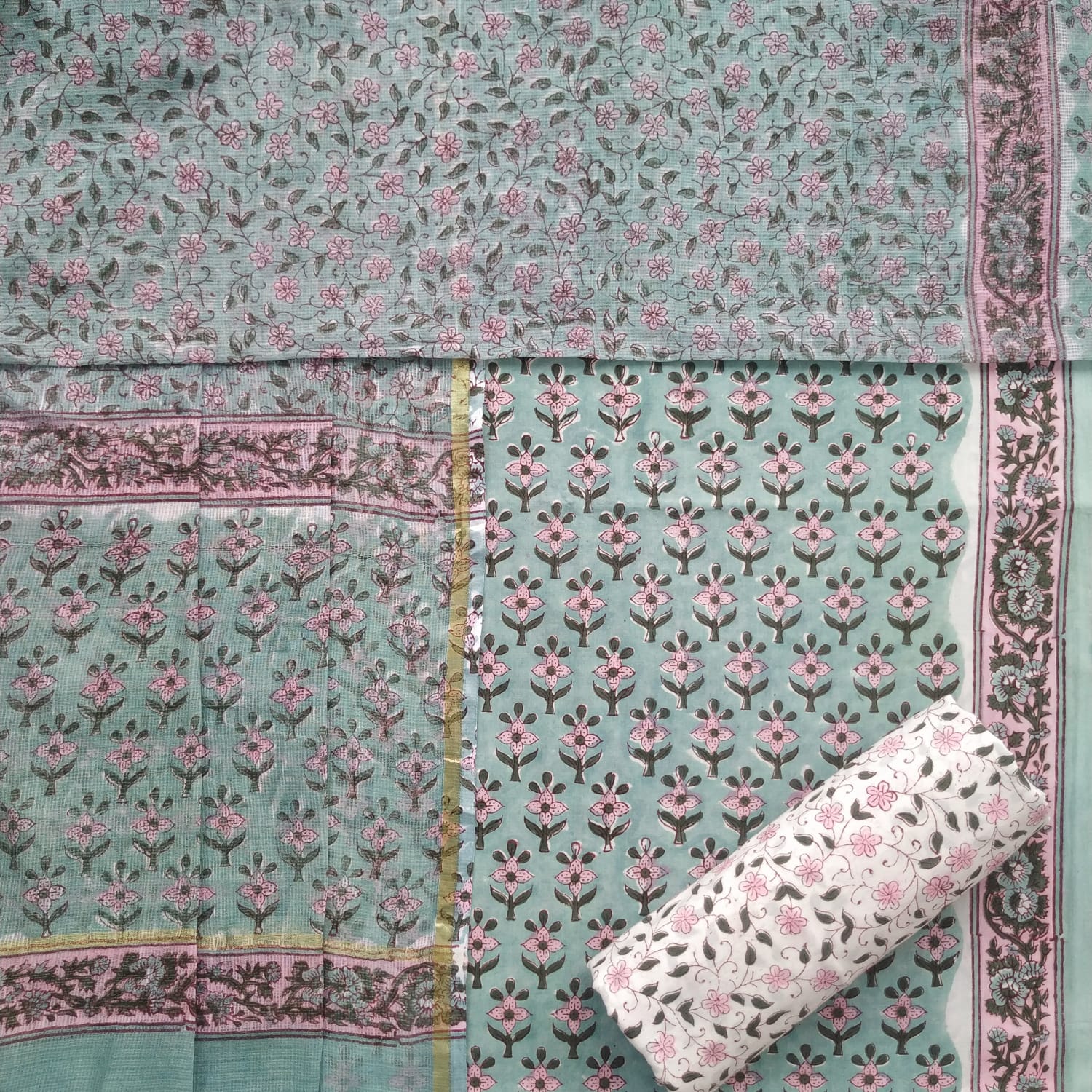 Shop cotton suit sets with kota doria dupatta (3CKD616)