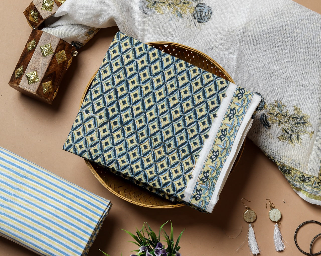 Shalvi Fashion's Classic Kota Doria Dupatta Cotton suit sets (3CKD61) - ShalviFashion