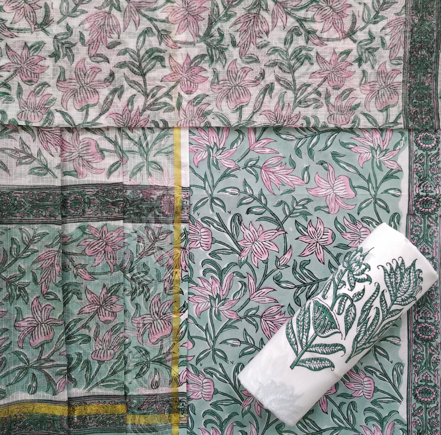 Shop kota doria dupatta cotton suit sets online (3CKD626)