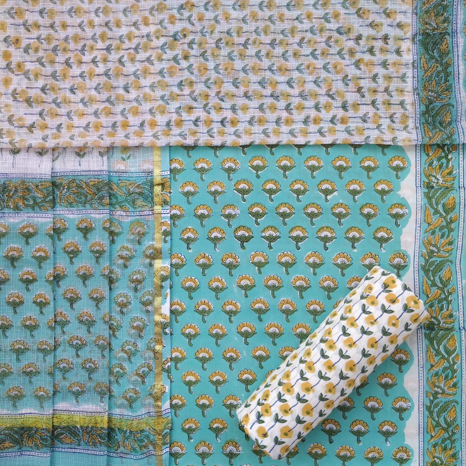 Shop unstitched cotton suit sets with koat dupatta (3CKD649)