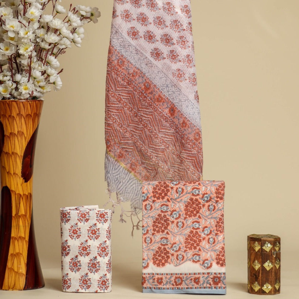Shop hand block print cotton suit sets online (3CKD656)