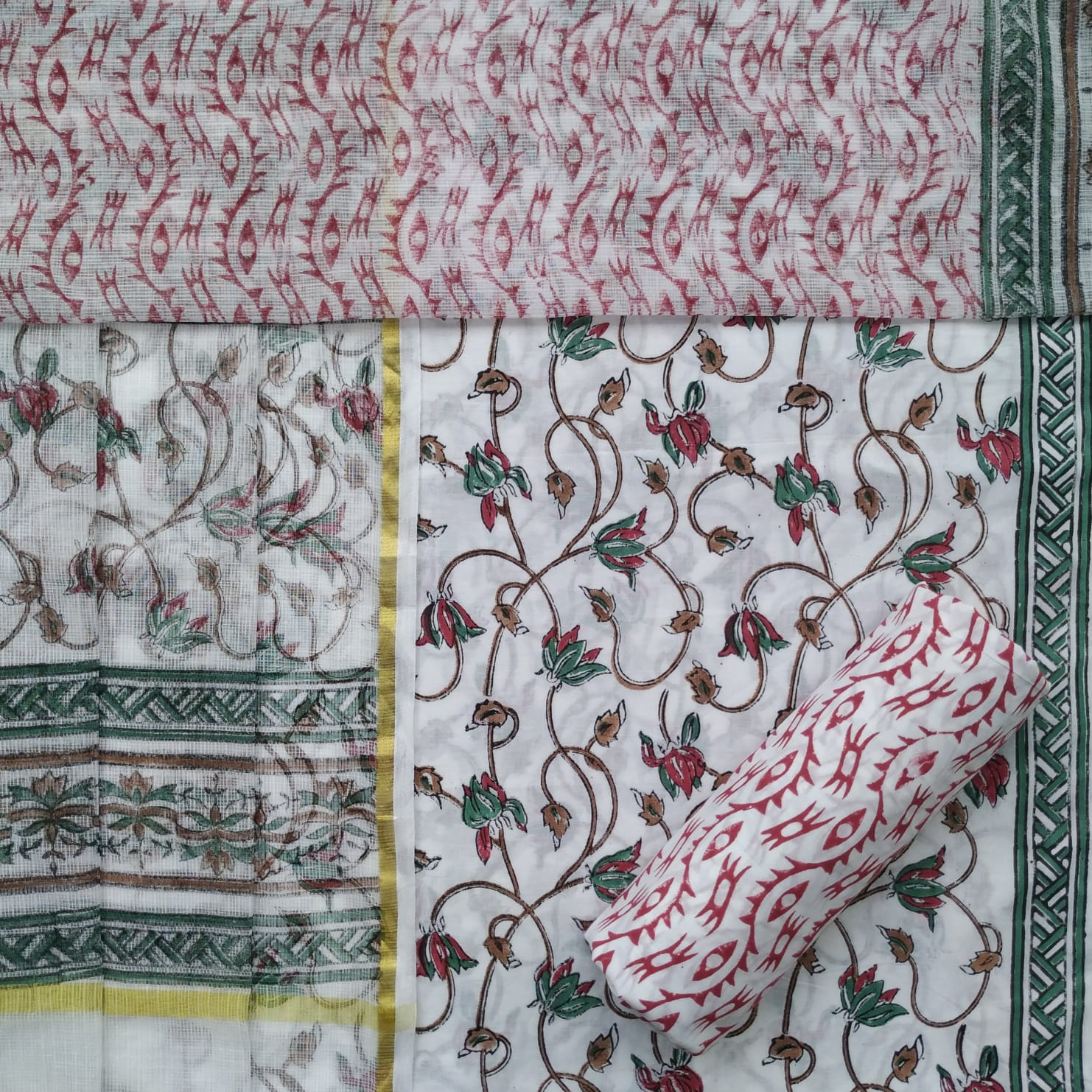 Shop unstitched cotton suits with kota dupatta online (3CKD669)