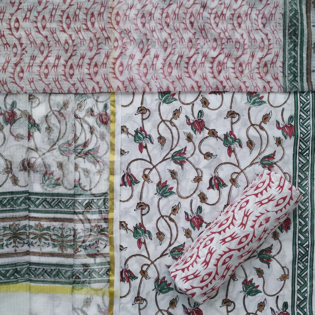 Shop unstitched cotton suits with kota dupatta online (3CKD669)