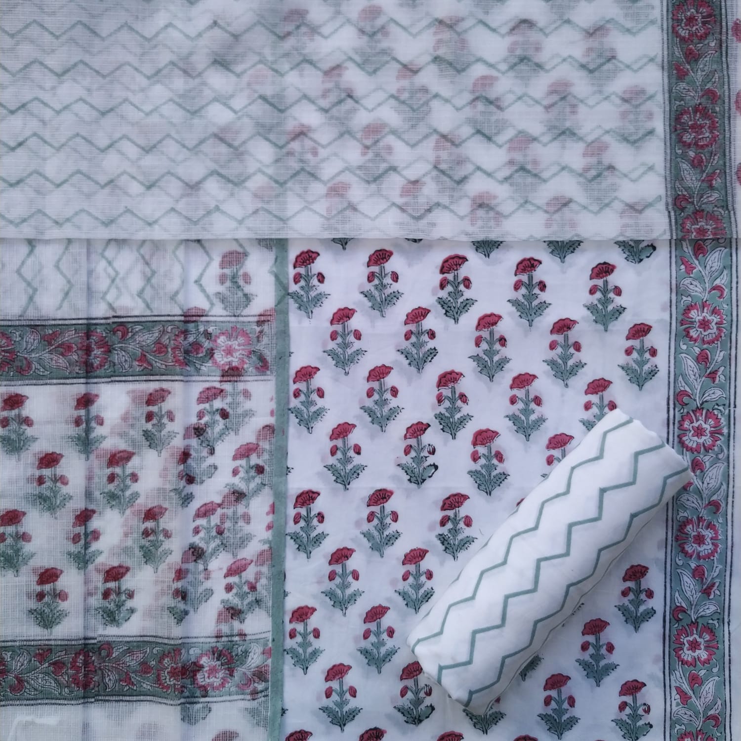 Shop hand block print kota dupatta cotton suit sets online (3CKD675)