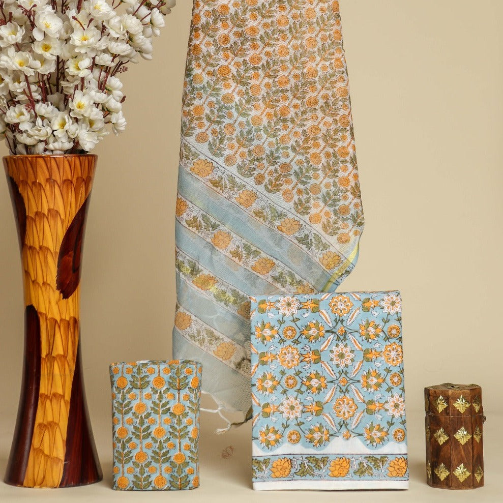 Shop cotton suit sets with kota doria dupatta online (3CKD676)