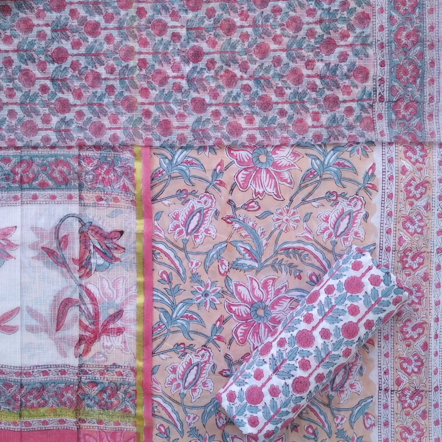 Shop kota doria dupatta cotton suit set online shopping (3CKD692)