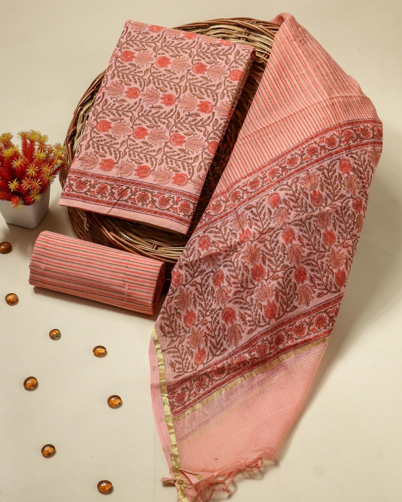 Shop hand block print cotton suits online (3CKD704)