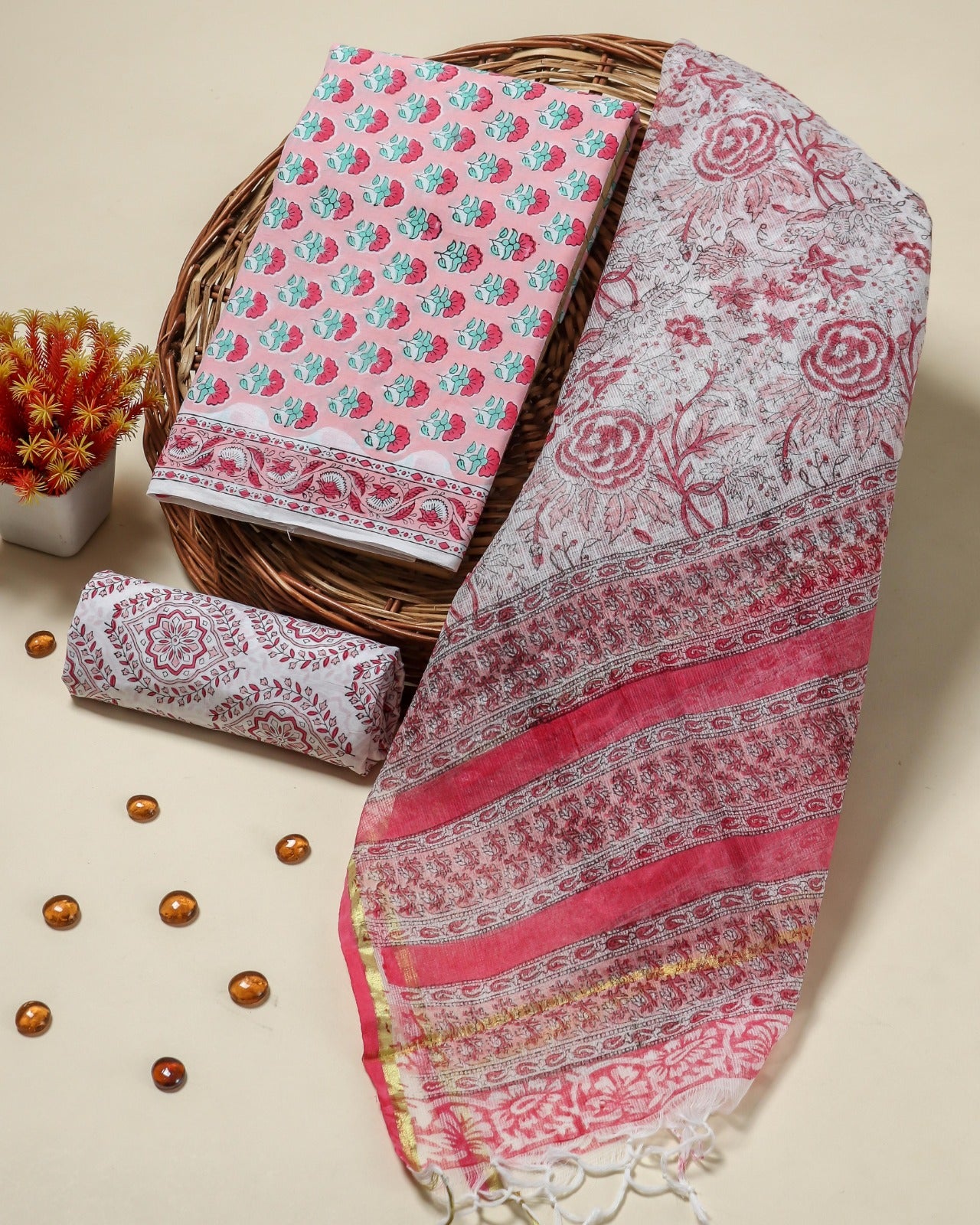 Shop block print cotton suits online shopping (3CKD707)