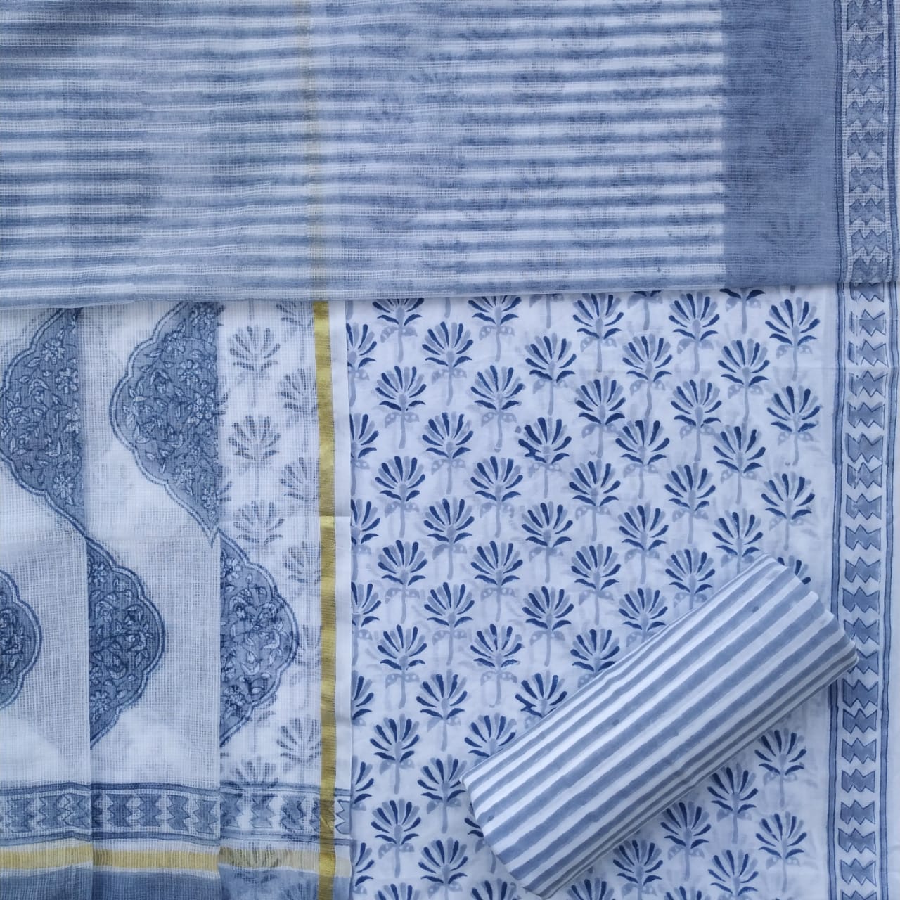 Shop unstitched cotton suits with kota dupatta (3CKD718)