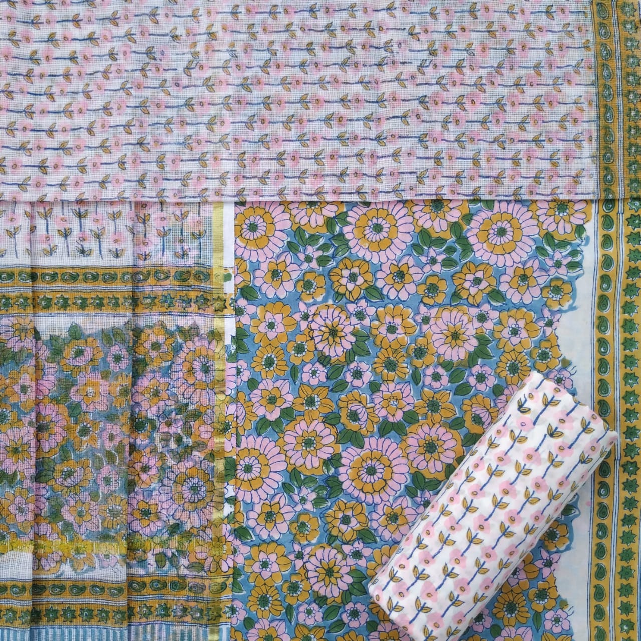 Shop kota doria dupatta cotton suits online (3CKD721)