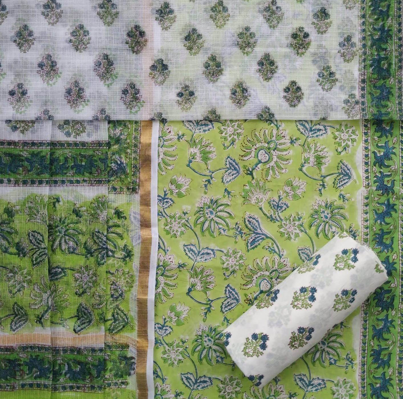 Shop unstitched cotton suit sets with kota dupatta (3CKD629)