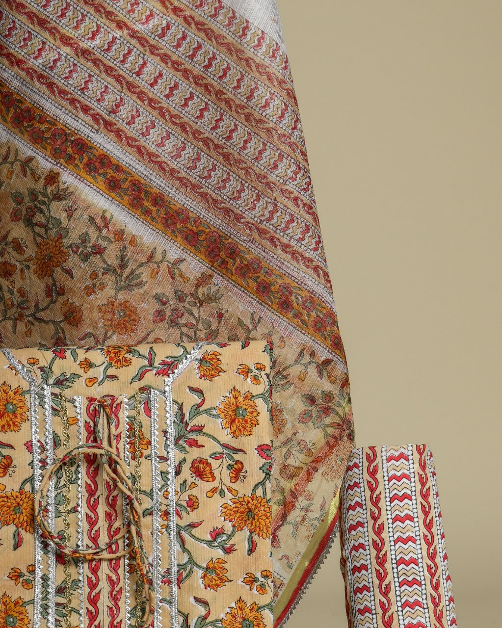 shop gota work suits with kota doria dupatta