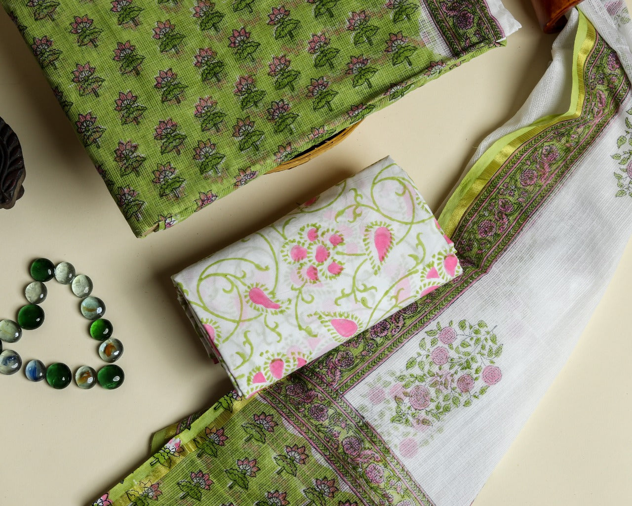 Shop Unstitched Premium Kota Doria Suits online (3KD06)