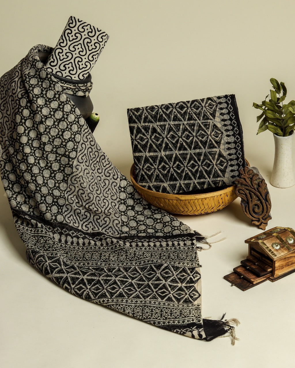 Shop Unstitched Premium Kota Doria Suits (3KD07)