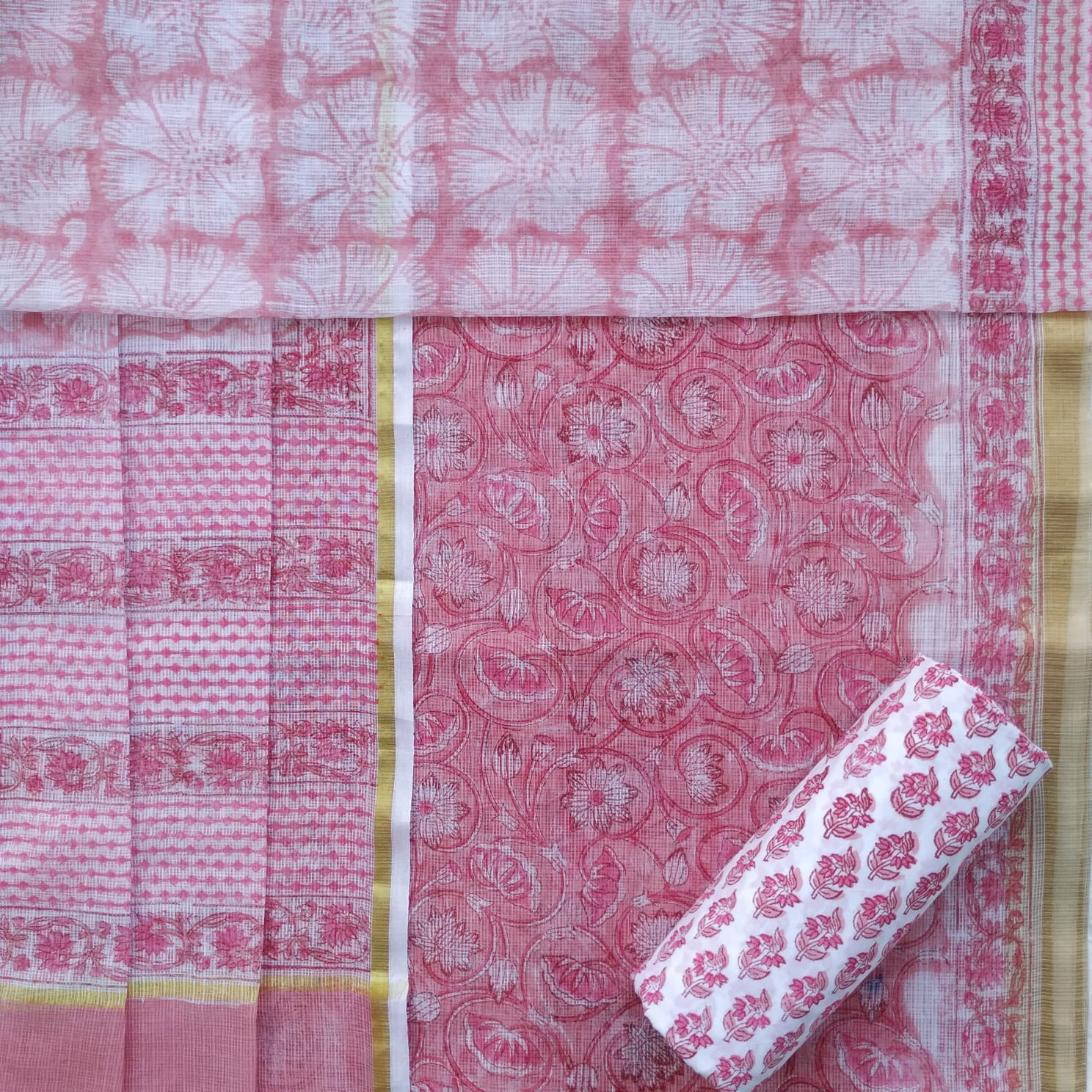 Shop unstitched kota doria dupatta suit sets online shopping (3KD25)