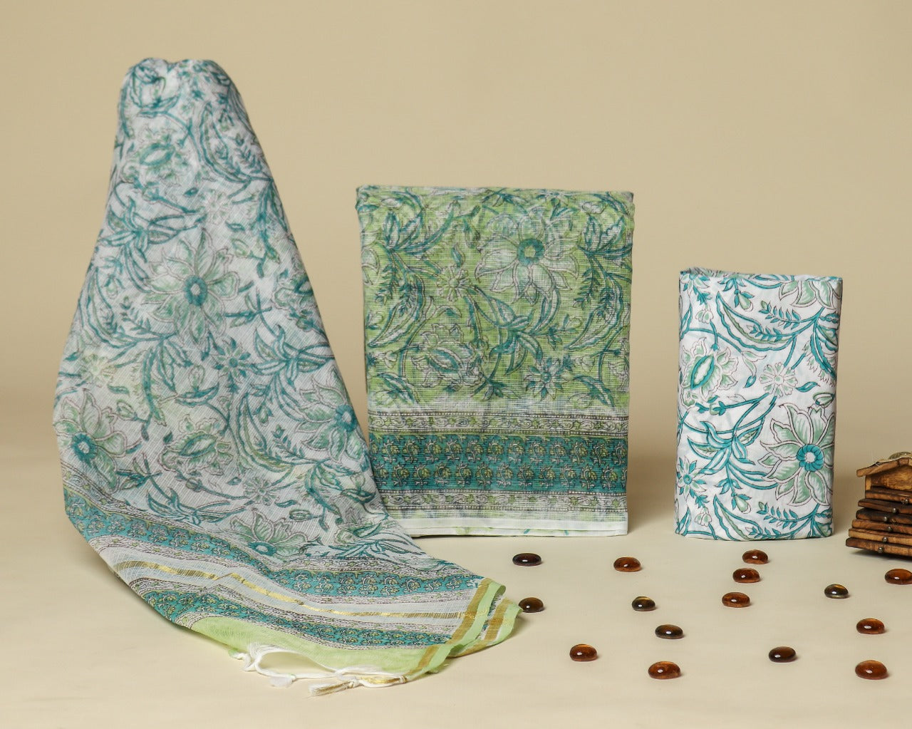 Shop unstitched hand block print kota doria suits (3KD28)