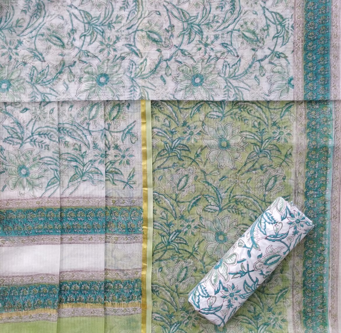 Shop unstitched hand block print kota doria suits (3KD28)