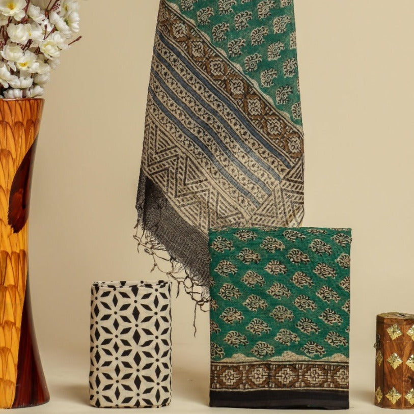 Shop hand block print kota doria suit sets (3KD35)