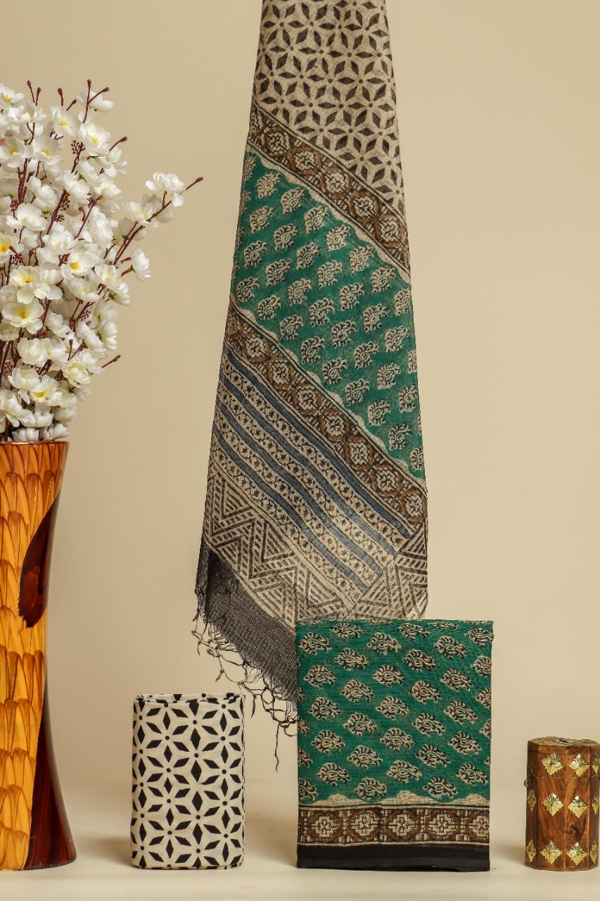Shop hand block print kota doria suit sets (3KD35)