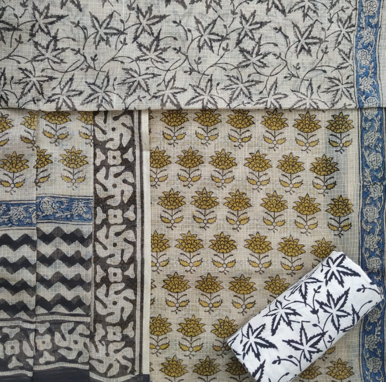 Shop hand block print kota doria suit sets (3KD38)