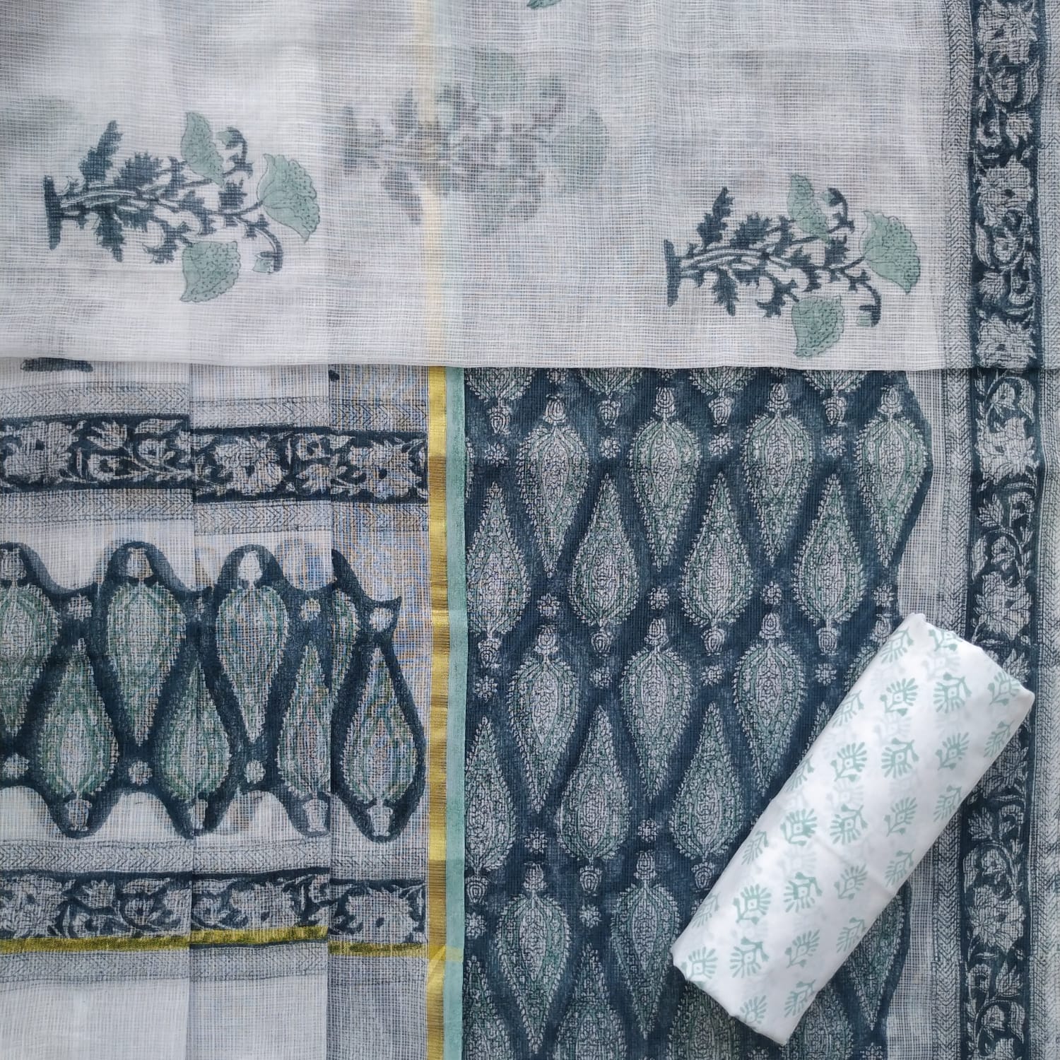 Shop hand block print kota doria suit sets online (3KD40)