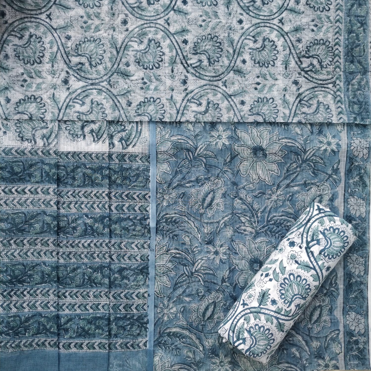 Shop unstitched block print kota doria suit sets in jaipur (3KD41)