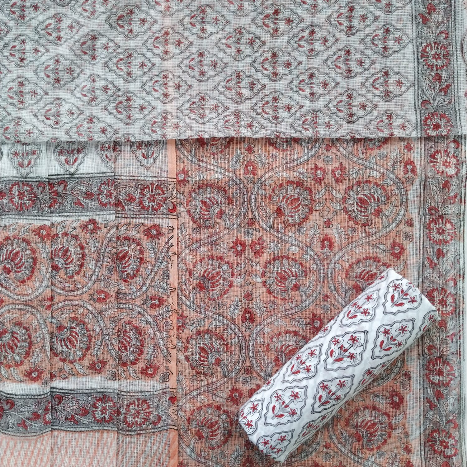 Shop hand block print kota doria suit sets (3KD42)