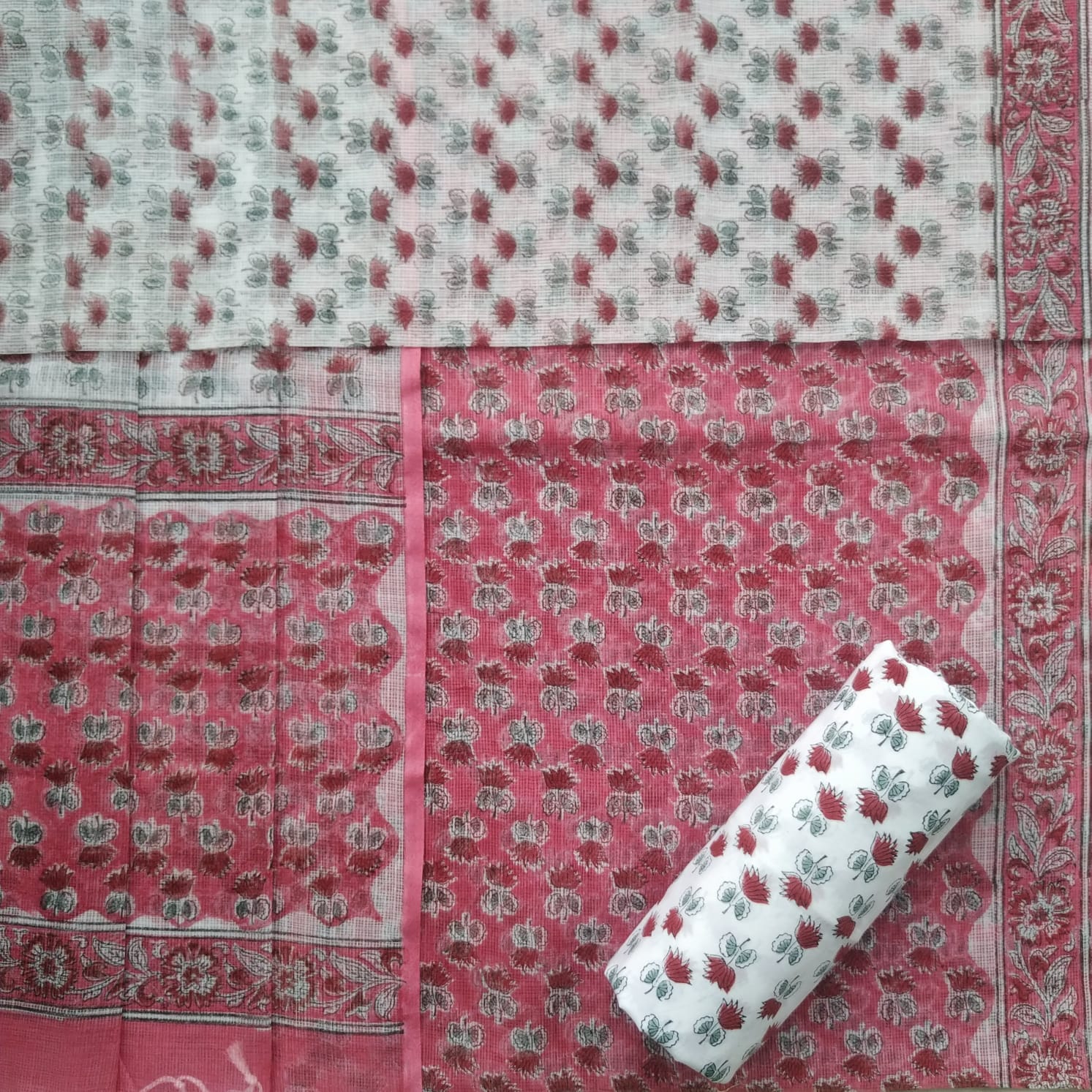 Shop block print kota doria suit sets online shopping (3KD47)