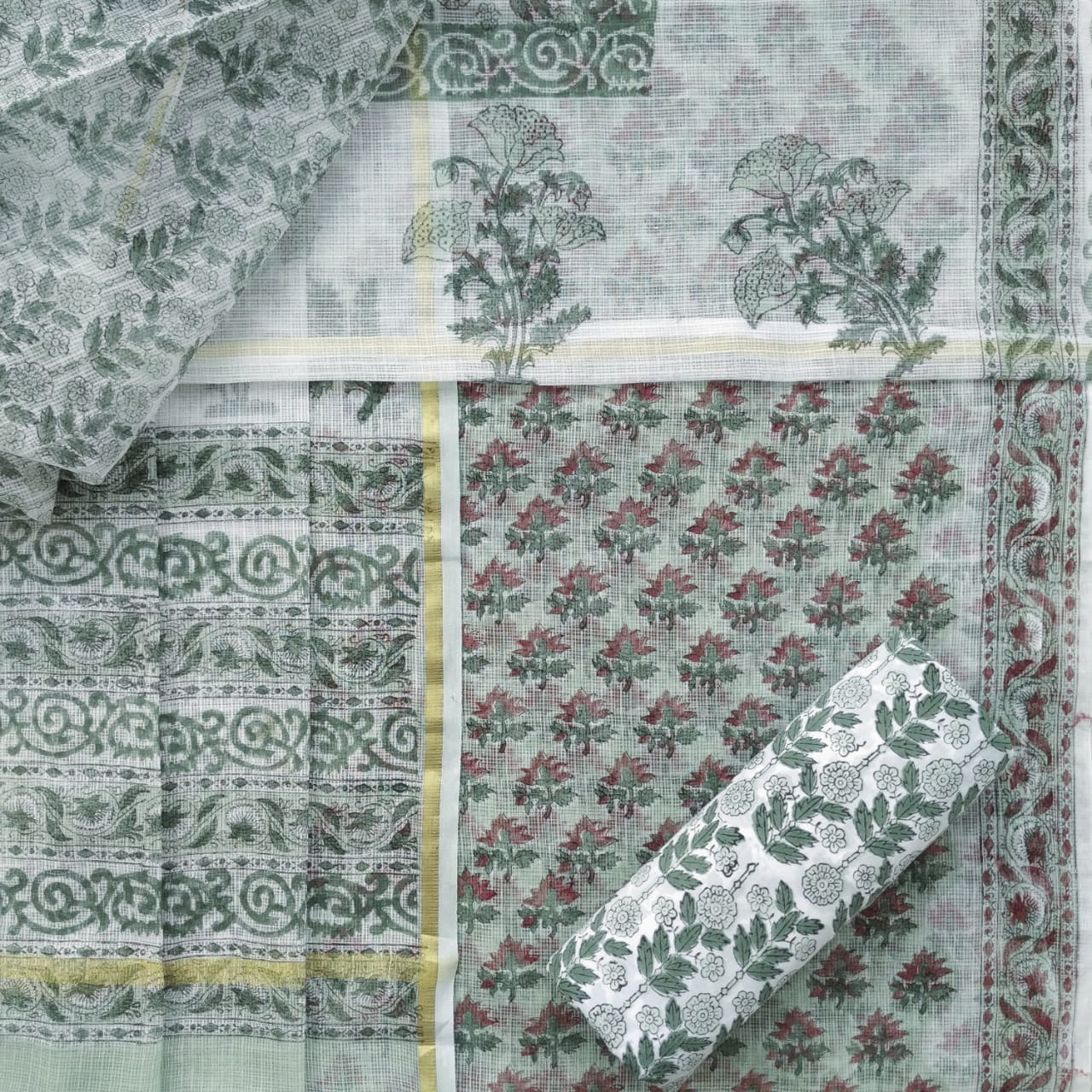 Shop hand block print kota doria suit sets online (3KD55)
