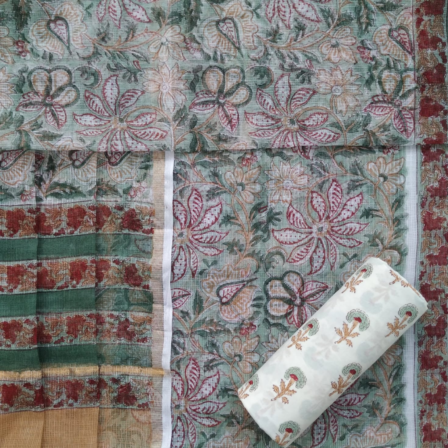 Shop unstitched jaipuri print kota doria suit sets (3KD61)